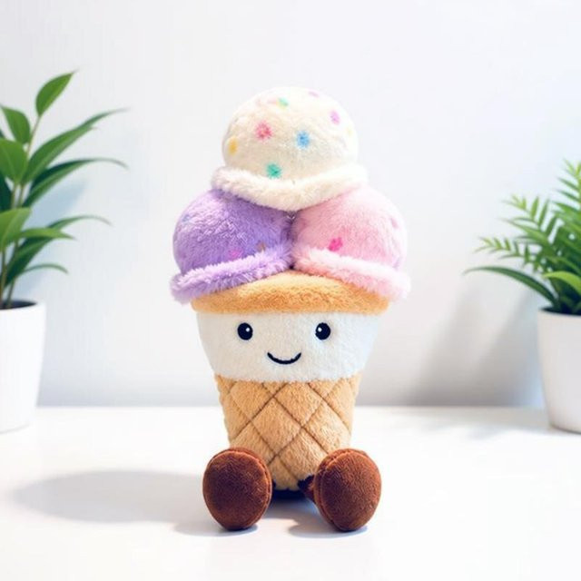 Yiran Health & Beauty Kugelförmiges Eiscreme Plüschtier, Bunt, 25cm - Bild 1
