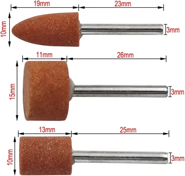 7er Set Keramik Schleifköpfe mit 3mm Welle zum Polieren und Schleifen von Stein und Werkstücken - Bild 1