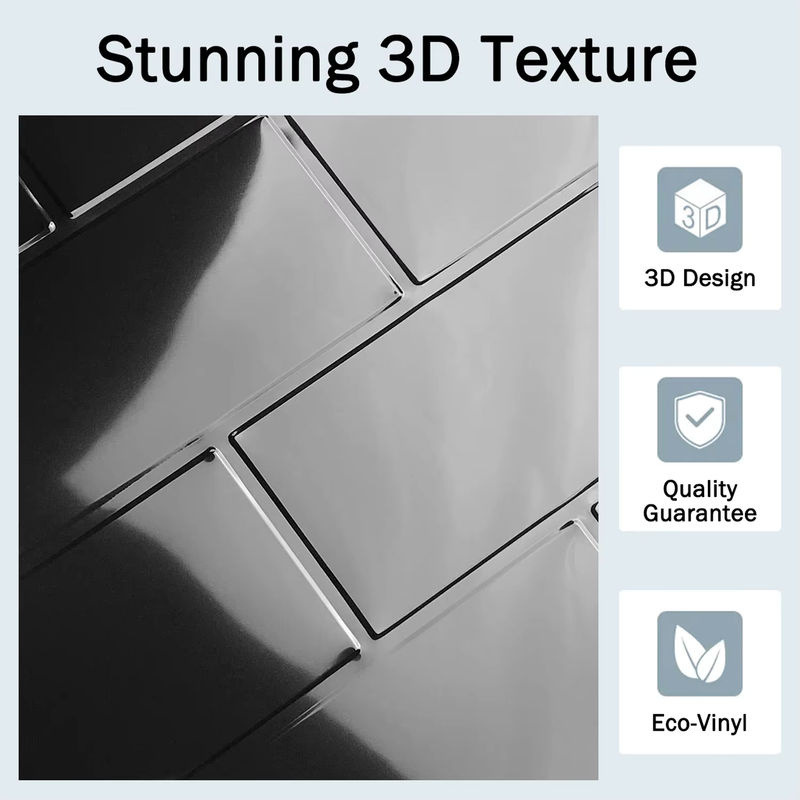 10 Stück Vividtiles 3D Ziegel Wandaufkleber aus Vinyl, wasserdicht und hitzebeständig für Küche und Backsplash - Bild 3