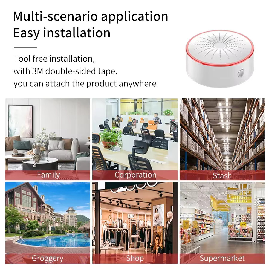 Tuya Smart Siren Sound Light Alarm in Weiß mit WiFi und Zigbee für App-Steuerung sowie Alexa und Google Home kompatibel - Bild 4
