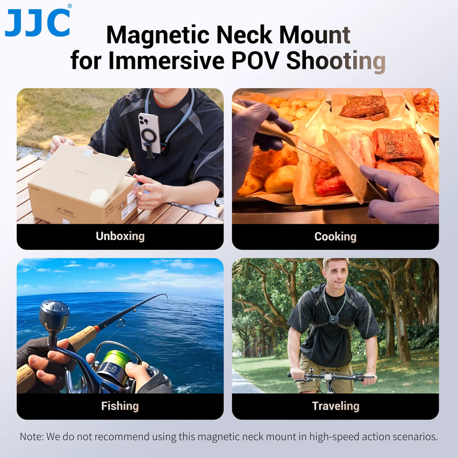 JJC Magnetischer Nackenhalter in Schwarz für GoPro Hero und iPhone 16 15 14 zur POV-Videoaufnahme und für Vlogs - Bild 5