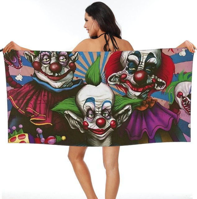 Strandtuch Killer Klowns aus dem Weltall von JMG Household Supplies aus weicher Mikrofaser, schnelltrocknend und saugfähig, Mehrfarbig, B/H: 70 x 140 cm - Bild 1