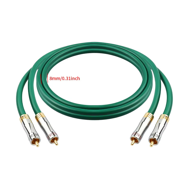 YYAUDIO 4N OFC versilbertes 2RCA auf 2RCA High-Fidelity Audiokabel Paar in Silber und Grün - Bild 2