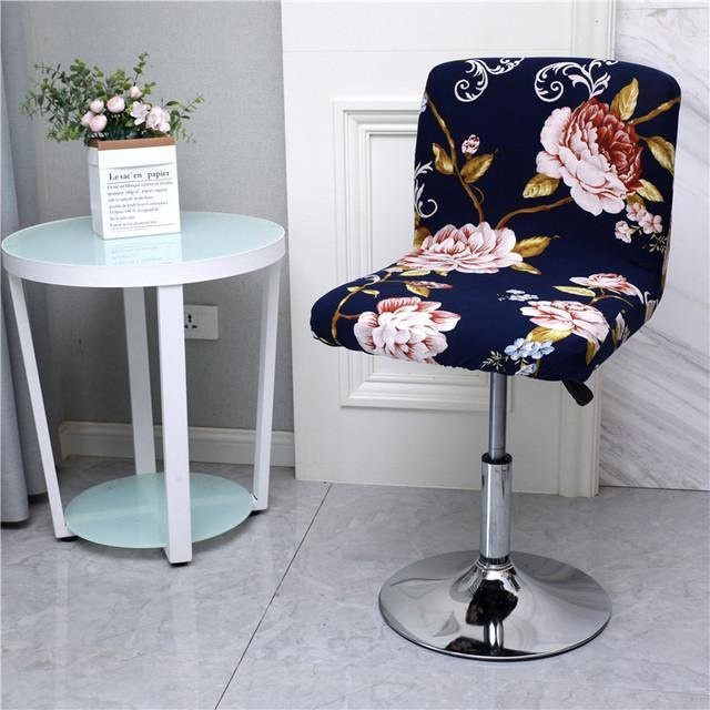 Bedruckter Barhockerbezug mit niedriger Rückenlehne in Blau aus elastischem Polyester-Spandex für dein Café oder Esszimmer - Bild 1