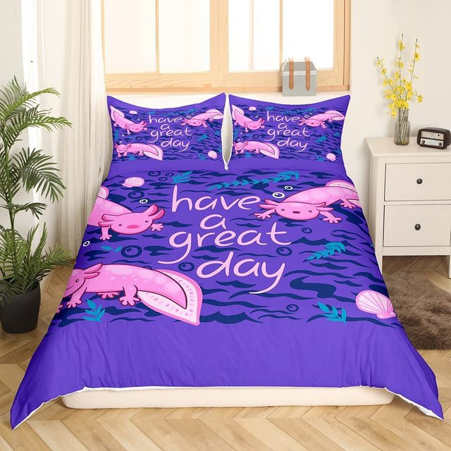 Axolotl Bettwäsche-Set Binchi Outdoor Product in Lila, 3-teiliges Kinderbettwäsche-Set mit Bettbezug und Kissenbezug aus Mikrofaser, B/H: 155 x 215 cm - Bild 1