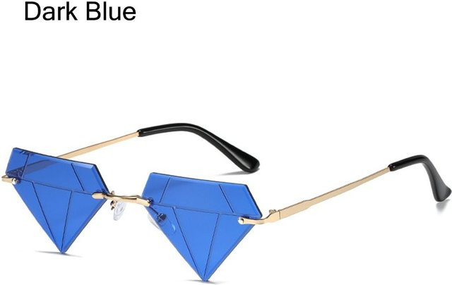 YNsanqi Sonnenbrille randlos, dreieckig, Metall, Damen, Dark Blue - Bild 1