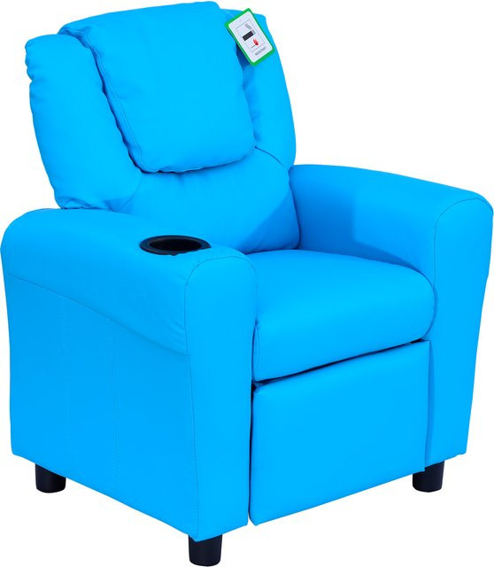 HOMCOM Kindersessel mit Liegefunktion als Minisofa für Kinder von 3 bis 6 Jahren in Blau mit Becherhalter, B/T/H: 62 x 52 x 69 cm - Bild 1