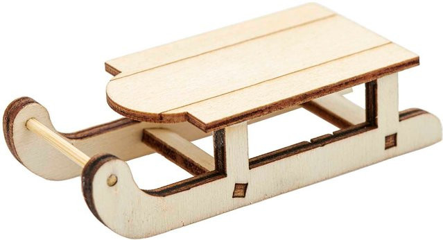 Rico Design Miniatur Schlitten Winter Holz Natur - Bild 1