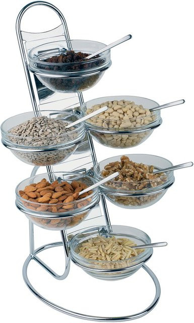 APS Buffetleiter LITTLE mit 6 Schalen, rund, transparent/Edelstahl, B/Ø/H: 30 x 30 x 48 cm - Bild 1
