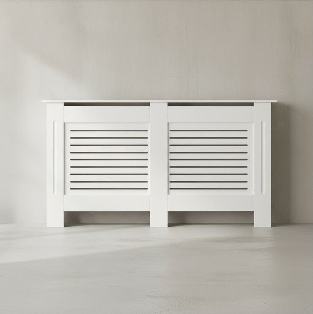 KADIMA DESIGN Moderne Heizkörperabdeckung mit Lamellenmuster in Weiß, B/H/T: 152 x 83 x 19 cm - Bild 1