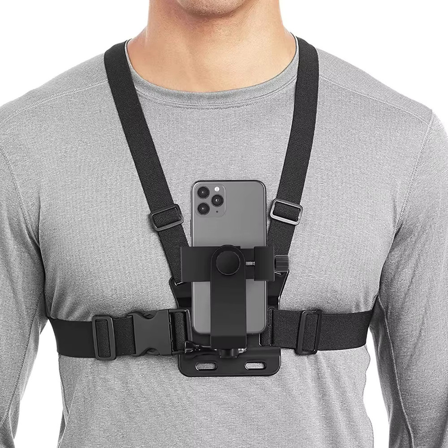 EXSKOF Zubehör Kit Brustgurt und Handy Halterung in Schwarz für GoPro Hero, SJCAM, AKASO, DJI Action und iPhone - Bild 5