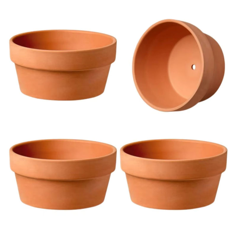 4er Set Terrakotta Blumentöpfe aus Tonkeramik in Braun, B: 11,4 cm, H: 7,6 cm, mit Drainageloch für Kakteen und Sukkulenten - Bild 5