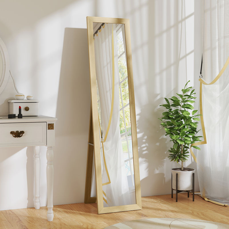 HOMCOM Standspiegel Eiche, freistehender Ganzkörperspiegel mit Ständer für Schlafzimmer und Flur, B/H: 37 x 157 cm - Bild 2
