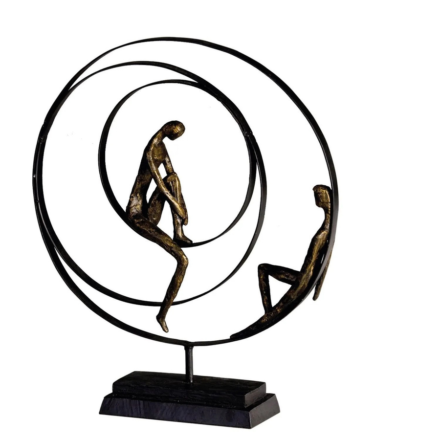 Gilde Skulptur Patience moderne abstrakte Tischdekoration in Schwarz und Gold, Höhe: 41 cm, Breite: 34 cm - Bild 2