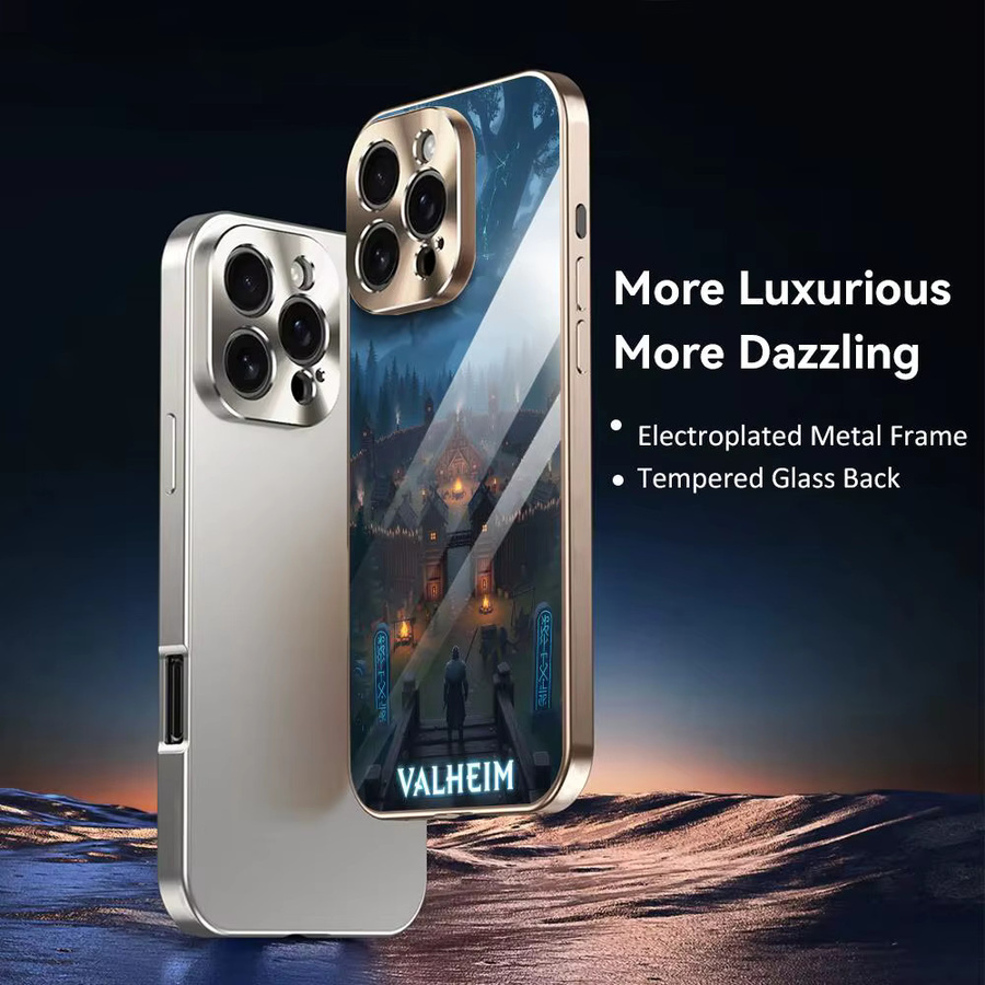 Valheim Videospiel Handyhülle mit galvanisiertem Metall-Stoßfänger für iPhone 17 16 15 14 13 12 Pro Max Plus stoßfest - Bild 3