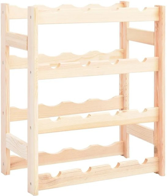 vidaXL Weinregal aus Kiefernholz in Braun und Beige für 16 Flaschen, rustikales Massivholz-Regal - Bild 1