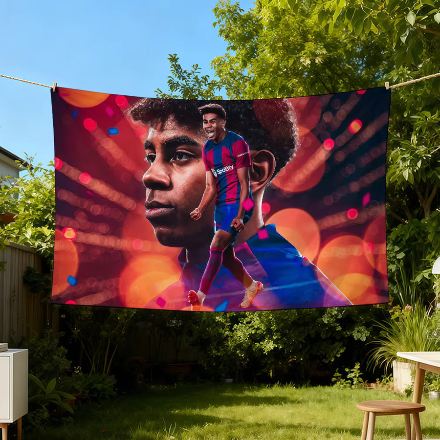 Fußball-Flagge Lamine Yamal Banner in Mehrfarbig für Außenbereich und Innenbereich, B/H: 60 x 40 cm - Bild 4