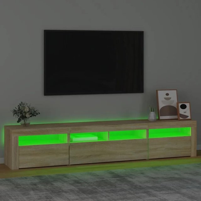 vidaXL TV-Schrank mit LED-Beleuchtung in Sonoma-Eiche, B/T/H: 210 x 35 x 40 cm - Bild 1