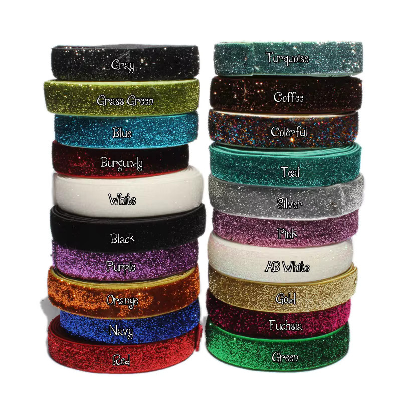 5Yards Glitzerndes elastisches Gummiband für Stirnbänder und Kleidung, Breite: 1,5 cm, Farben: Pink und Multicolour - Bild 2