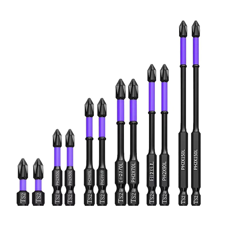 2er-Set PH2 Magnetische Kreuzschlitz-Schraubendreher-Bits aus Legiertem Stahl für Metall und Holzbearbeitung, Länge: 25-150 mm - Bild 7