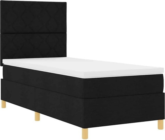 vidaXL Boxspringbett mit Kopfteil in Schwarz aus Stoff, B/T: 100 x 200 cm - Bild 1