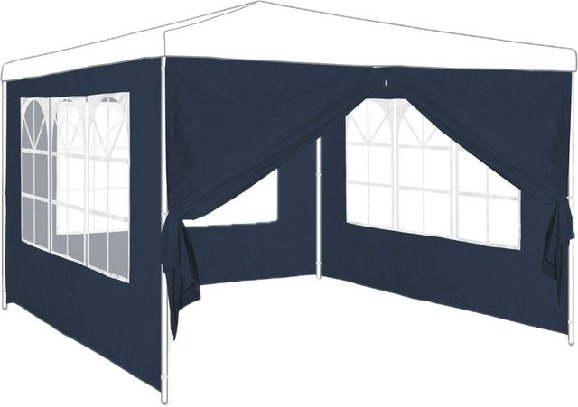 Relaxdays Pavillonseitenwand 4er Set aus PE/PVC in Blau mit Reißverschluss, B: 300 cm, H: 200 cm - Bild 1