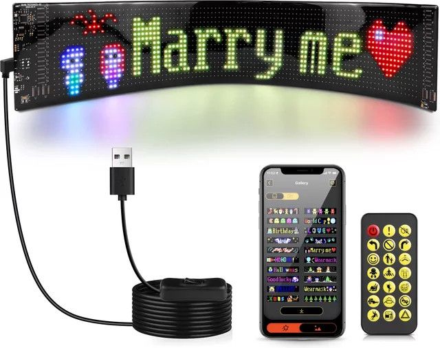 Gyarfas Smart Pixel LED Werbeschild mit BT APP Steuerung und USB 5V für Text, Bilder und Animationen - Bild 1