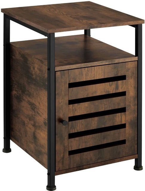 tectake Beistellschrank Industrial Style aus Holz und Stahl in Dunkelbraun, B/T/H: 40,5 x 40,5 x 60,5 cm - Bild 2