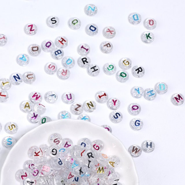 Laudsong Acryl-Buchstaben-Perlen, bunt, rund, 7 mm, Unisex - Bild 1