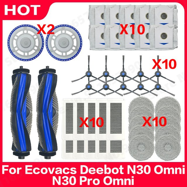 Ecovacs Deebot N30 Omni und N30 Pro Omni Zubehör-Set mit Hauptbürste, Seitenbürste, Hepa-Filter, Mopp und Staubbeuteln - Bild 1