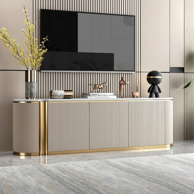 Minimalistischer TV-Schrank von DUTRIEUX in Beige, schmaler TV-Ständer für dein Wohnzimmer - Bild 1