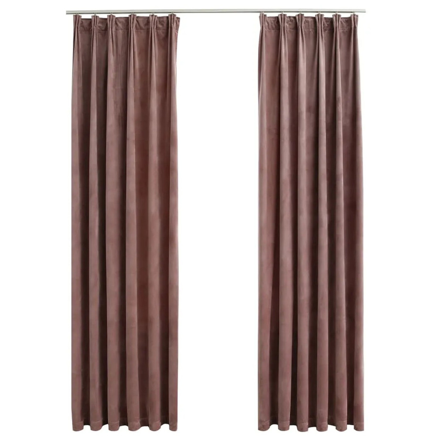 vidaXL Verdunkelungsvorhänge aus Samt in Rosa mit 2 Haken, Breite: 140 cm, Höhe: 245 cm - Bild 2