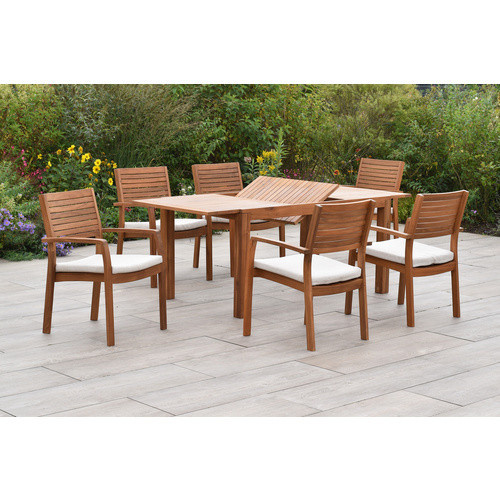 MERXX Gartenmöbel-Diningset Batavia aus Akazienholz in Braun, 7-teilig mit 6 Sitzplätzen und ausziehbarer rechteckiger Tafel - Bild 1