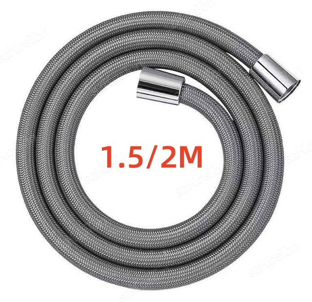 SZKOSTON Flexibler Duschschlauch aus Nylon in Schwarz und Silber, 1/2 Zoll Anschluss, Länge: 1,5 m - Bild 1