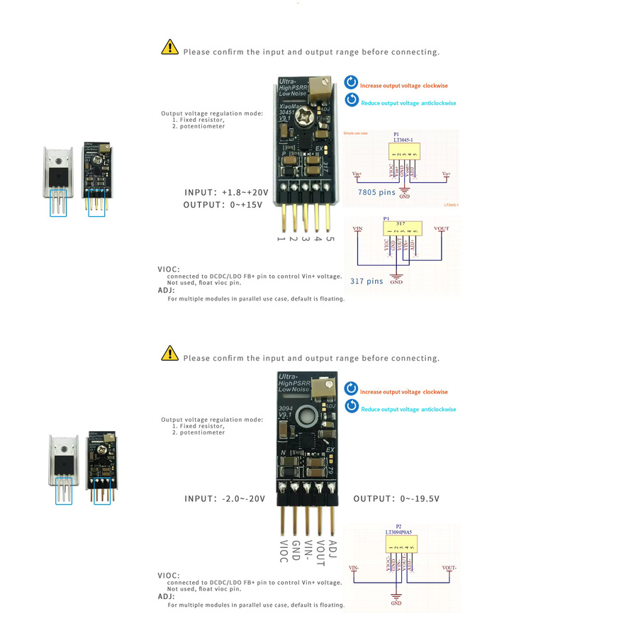 DykbRadio LT3094 LT3045 Positiver und negativer linearer Spannungsregler in Schwarz für Audio-Verstärker und RF-Schaltungen - Bild 1