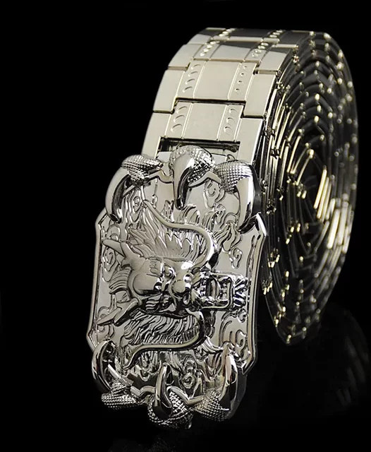 CETIRI Gürtel Edelstahl, Drache Charm, Herren, Silber Gold - Bild 1