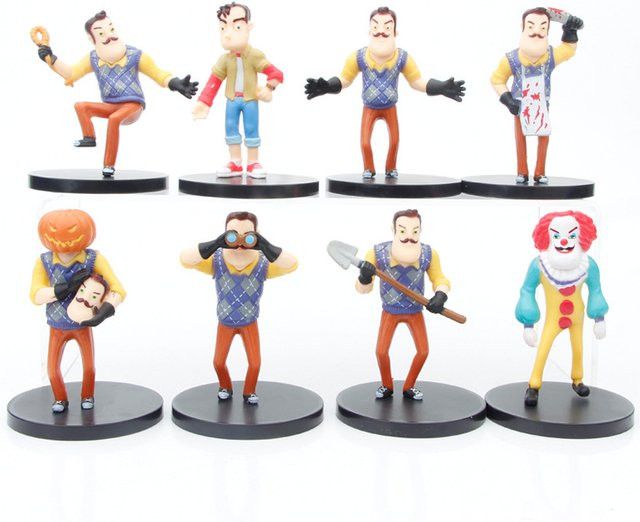 McFarlane Hallo Nachbar Schlüsselbund Set mit 8 Mini Puppen als kreatives Ornament in Multicolor - Bild 1