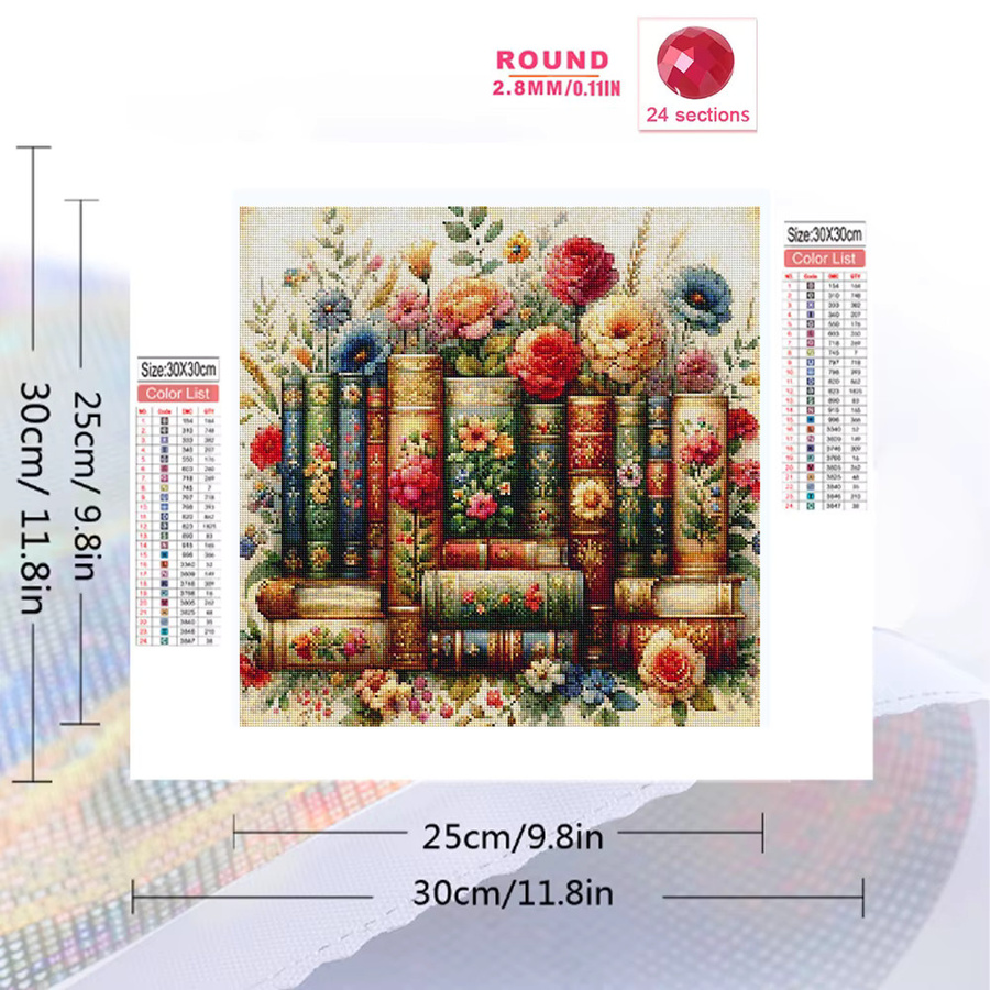 EverShine House Diamant-Stickerei Landschaft mit Hirsch und Blumenbild, Multicolour, quadratisch, B/T: 20 x 20 cm - Bild 2