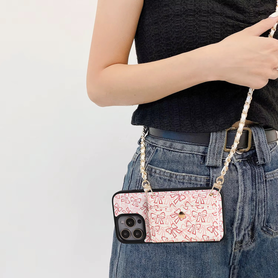 Rosa bedruckte Flip-Kunstlederhülle mit Kartenhalter für iPhone 17/16/15/14/13/12/11 – Kratzfester Schutz für dein Smartphone - Bild 3