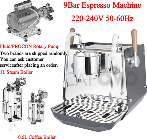 CAFOVO E102 Kommerzielle halbautomatische Espressomaschine mit PID-Steuerung, Preinfusion und Doppelkessel in Silber