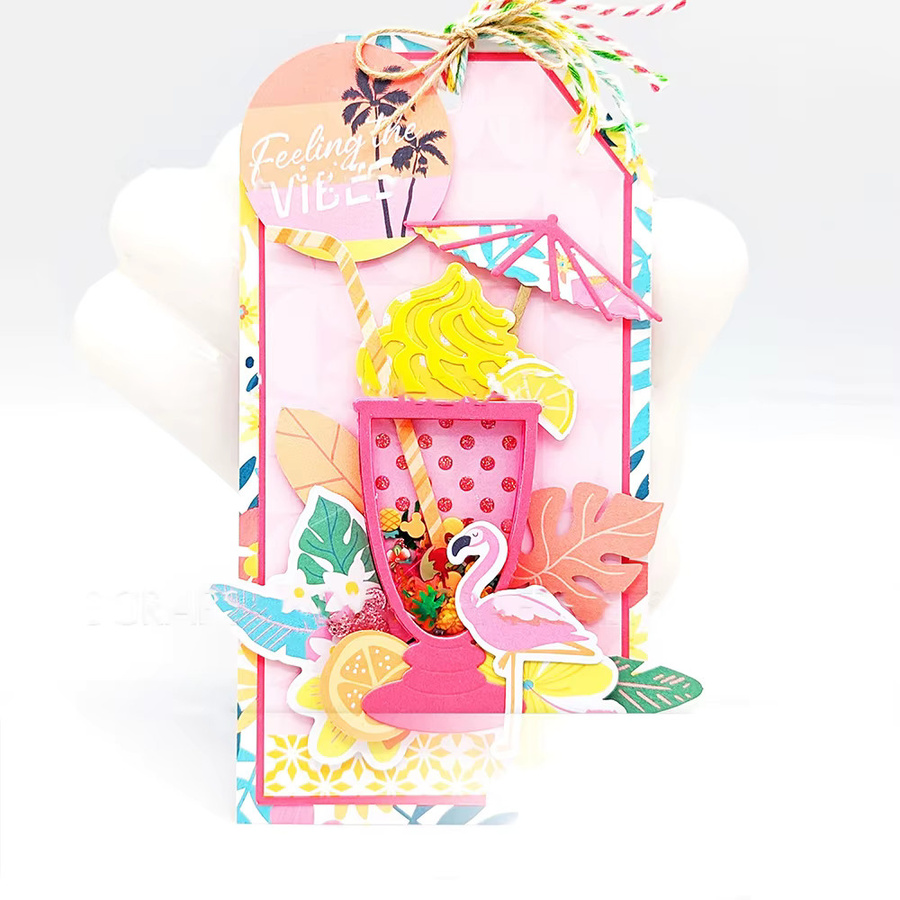 DIY Scrapbooking Set mit Kristallkugel und Ananas-Motiv in Pink für Papierhandwerk und Bastelarbeiten - Bild 1