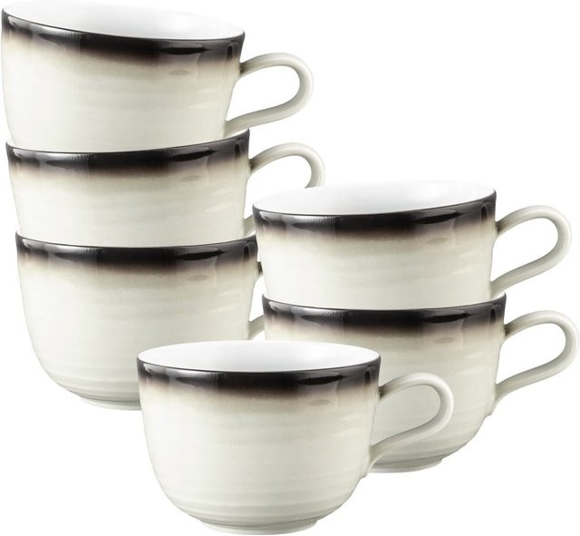 Seltmann Weiden Milchkaffeetassen Terra 6er Set, 400 ml, Grau-Weiß - Bild 1