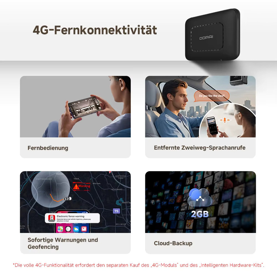 DDPAI Z60Master Dashcam mit 4K UHD Front- und 2K Heckaufzeichnung, Dual HDR Nachtsicht, WiFi6 und GPS, Farbe: Schwarz - Bild 6