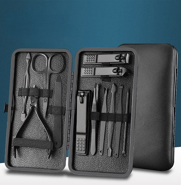TPFBeauty Maniküre- & Pediküre-Set 12-teilig, Schwarz, Unisex - Bild 1