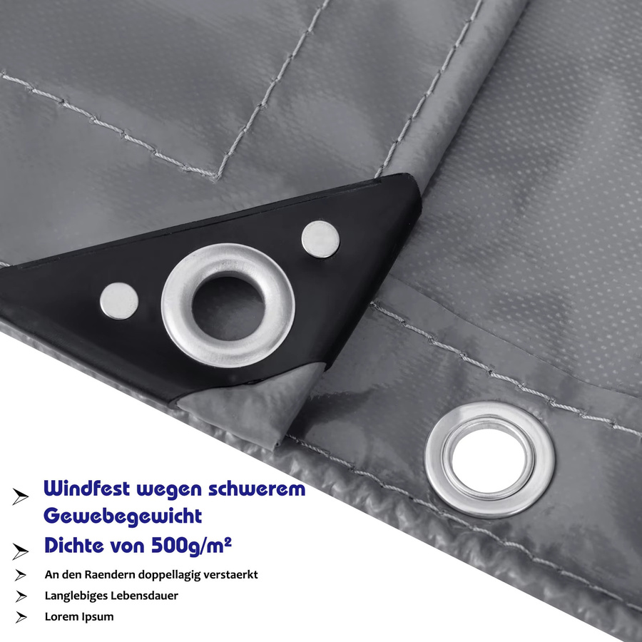 WOLTU PVC-Plane in Grau als wasserdichte Abdeckung und Sonnenschutzsegel für Garten, Outdoor, Camping, Terrasse und Pool - Bild 3