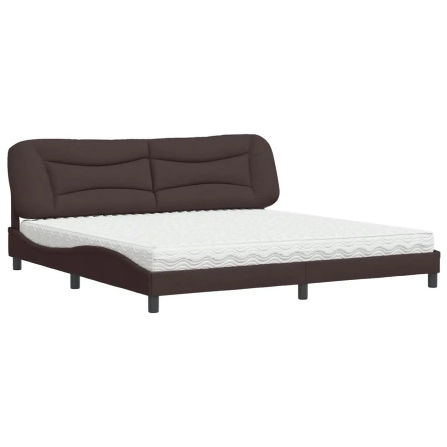 vidaXL Bett mit Matratze in Dunkelbraun und Weiß, modernes Polsterbett aus Stoff und Holz, B/T: 200 x 200 cm - Bild 2