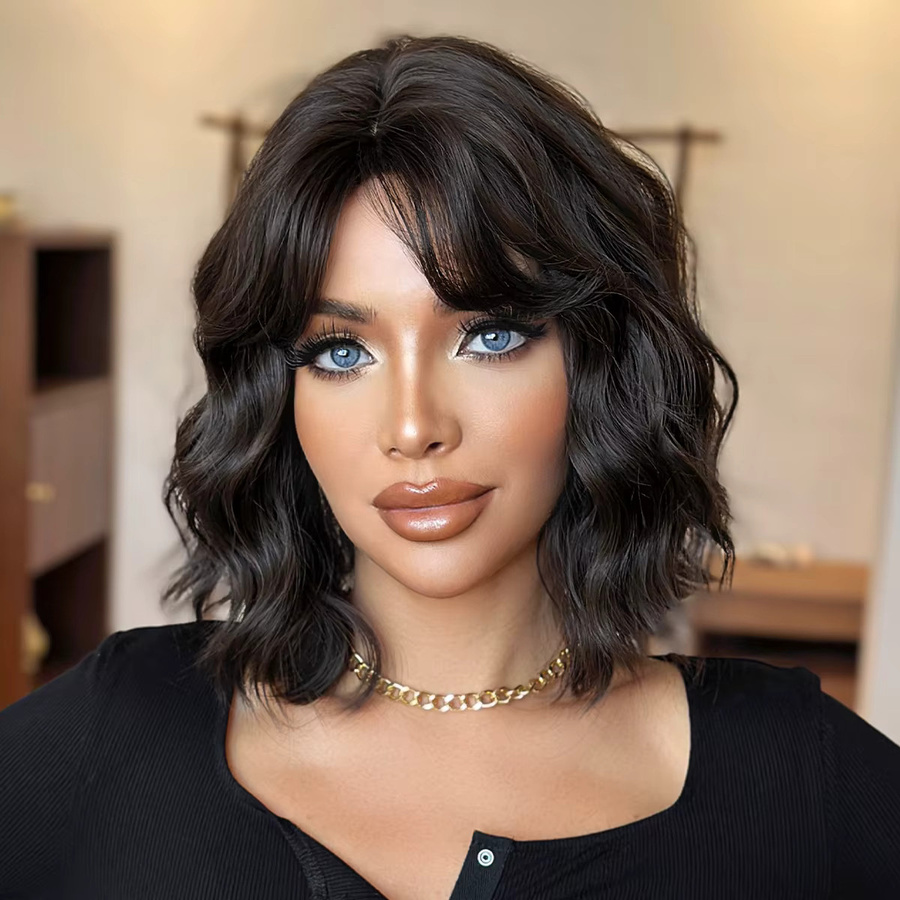 7JHH WIGS Perücke für Damen, dunkelbraun, gewellt, synthetisch - Bild 2