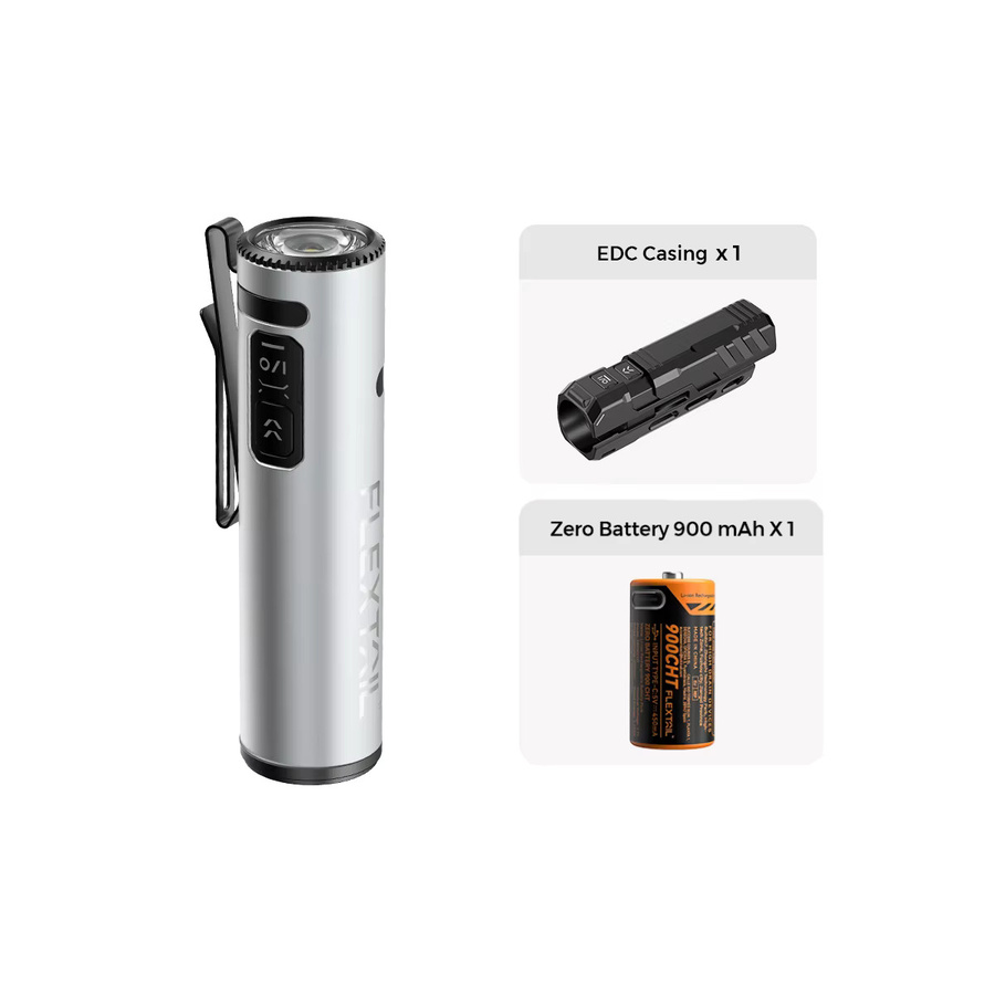 FLEXTAIL ZERO Taschenlampe in Silber – EDC-Taschenlampe mit 1200 Lumen, 7 Lichtmodi, austauschbarem Akku und IP67 Schutz aus Aluminium - Bild 3