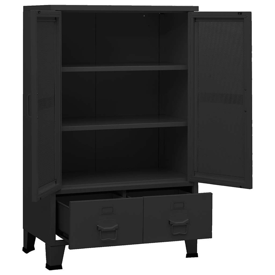 vidaXL Lagerschrank im Industrial Style aus Metall in Schwarz mit Schubladen und Türen, B: 70 cm, T: 40 cm, H: 115 cm - Bild 3