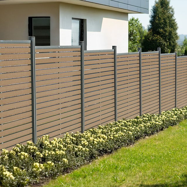 Home Deluxe WPC Sichtschutzzaun Alira Teak Set bestehend aus 2 Elementen und 3 Pfosten B/H: 355 x 185 cm - Bild 1